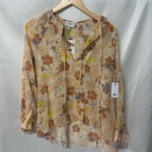Joie Floral Blouse - Cream, Orange, Yellow